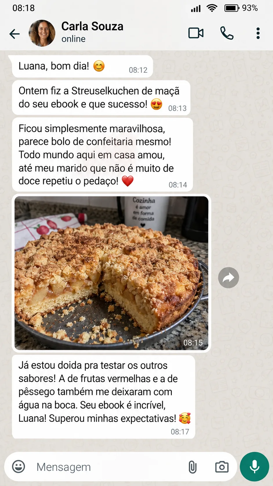 Print da conversa com Carla Souza