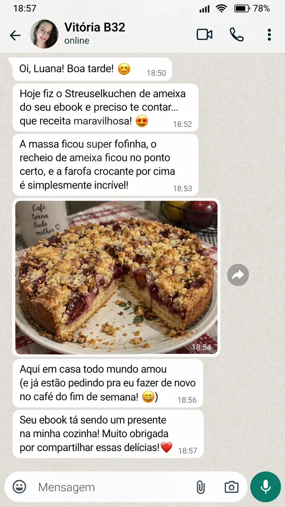 Print da conversa com Vitória B32