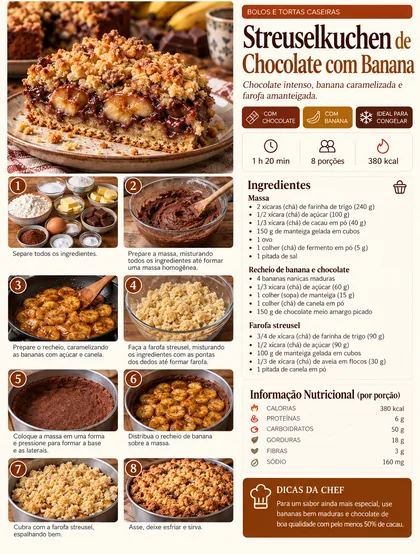 Página da receita Streuselkuchen de Chocolate com Banana