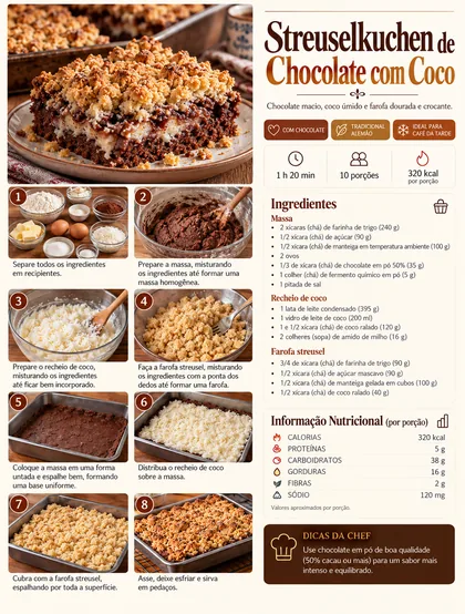 Página da receita Streuselkuchen de Chocolate com Coco